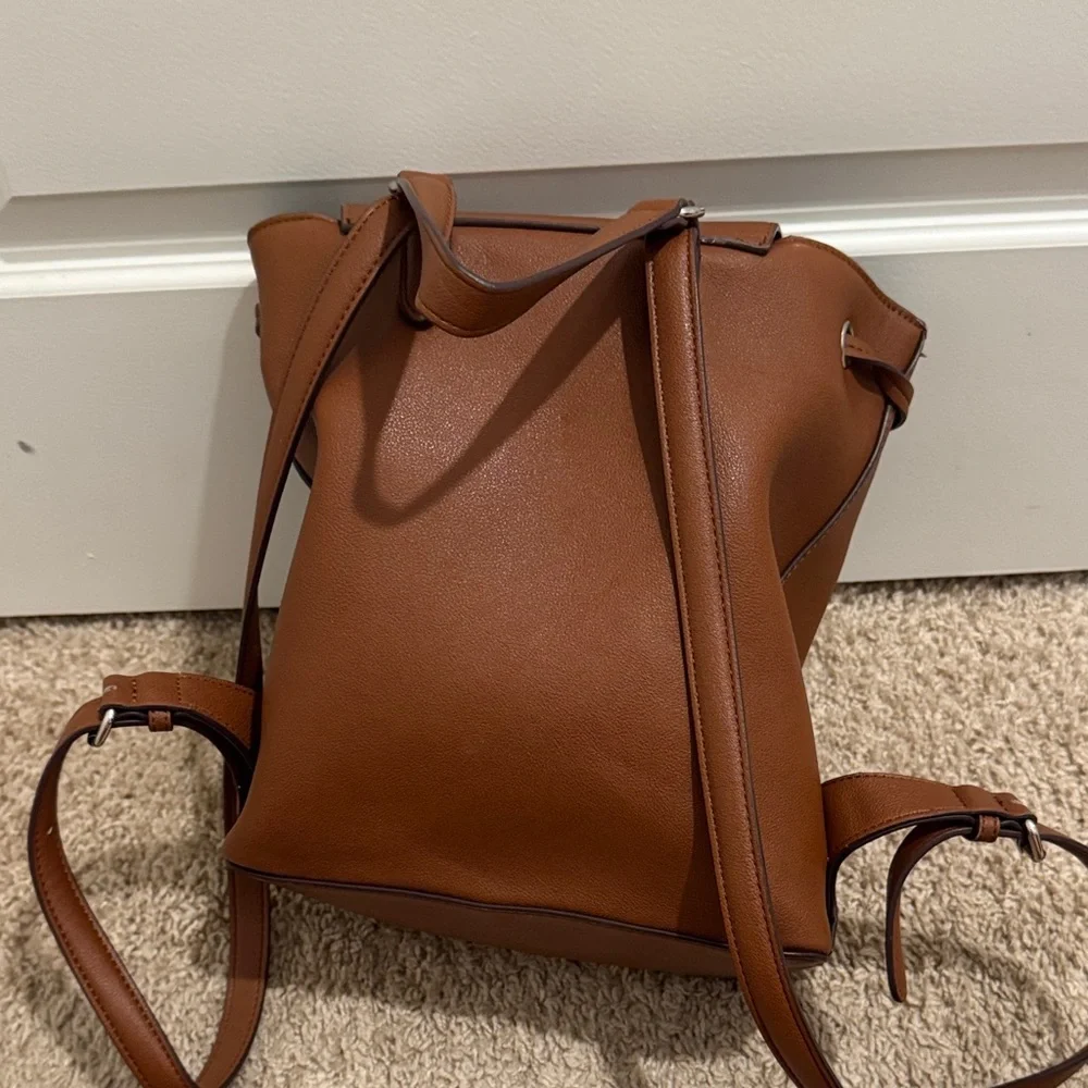 Chaps Brown Leather Backpack - Picture 4 of 4